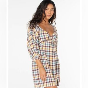 ROXY Moonlight Shores Plaid Dress M